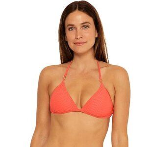 Trina Turk 'Empire' Lurex Ring Halter Bikini Swimsuit Top, Papaya